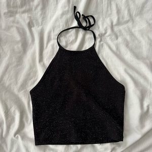 Garage Sparkly Halter Top ~ Black M